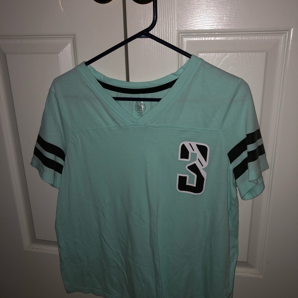 mint green V neck t shirt